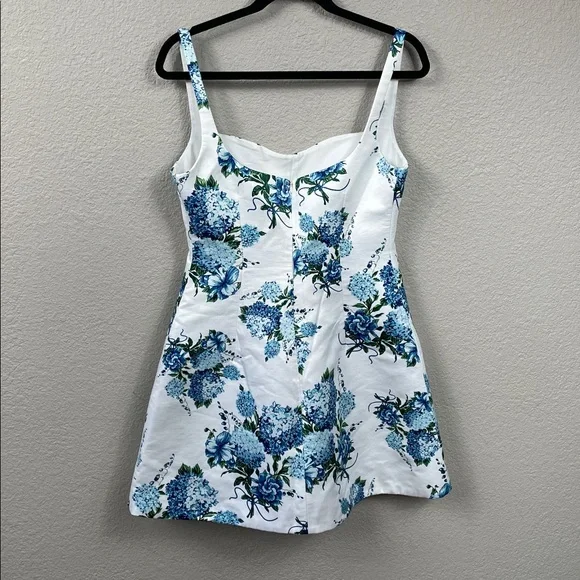 New Emilia Wickstead Thoni Floral Mini Dress White Blue Sz 8 - Picture 7 of 16